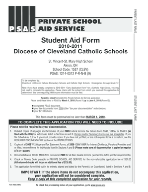 Private School Aid Service Student Aid Form