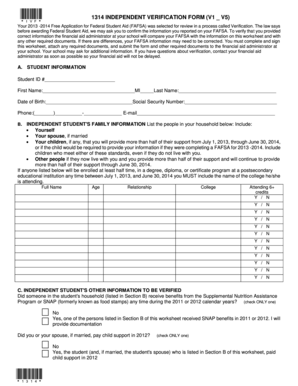 2013-2014 Independent Verification Form