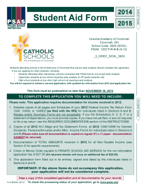 2014-2015 Student Aid Form