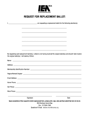 Request for Replacement Ballot
