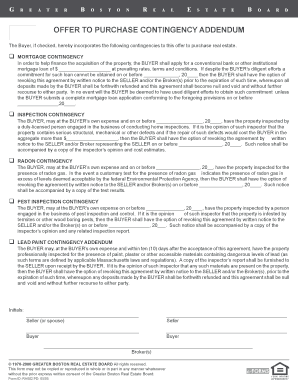 Greater Boston Real Estate Board Offer to Purchase Contingency Addendum