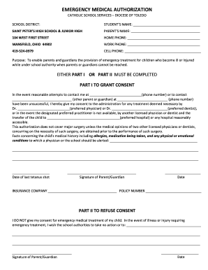 Emergency Medical Authorization Form