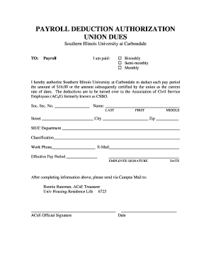Payroll Deduction Authorization Form