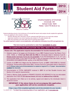 Student Aid Form 2013-2014