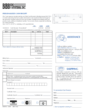 Personalized Cash Receipt Form