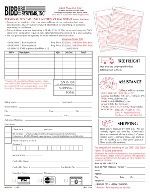 CMS 1500 Claim Form Sale