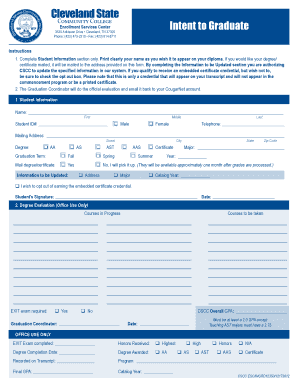Intent to Graduate Form