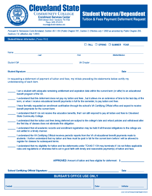 Tennessee Tuition Fee Deferment Request