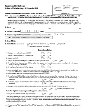 California Board of Governors Fee Waiver Application