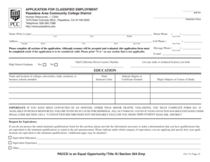 Application for Classified Employment