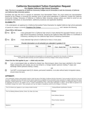 California Nonresident Tuition Exemption Request