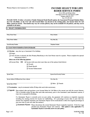 Income Select for Life Rider Service Form