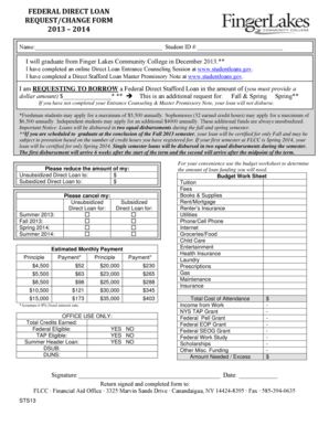 Federal Direct Loan Request/Change Form