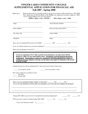 Finger Lakes Community College Financial Aid Application