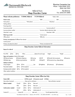 Sleep Disorders Center Referral Form