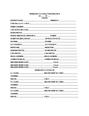Emergency Contact Information Form
