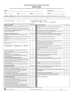 Pre-Participation Physical Evaluation Form