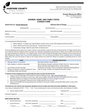 Employee Address Name and Family Status Change Form