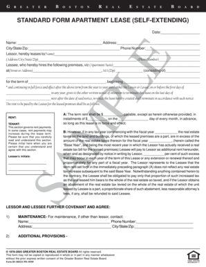 Greater Boston Standard Apartment Lease
