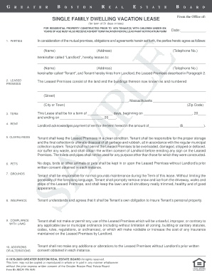 Massachusetts Vacation Lease Agreement