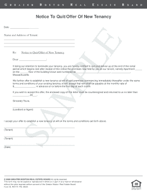 Notice to Quit/Offer of New Tenancy