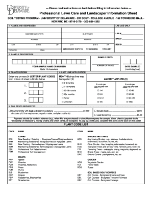 University of Delaware Soil Testing Program Form