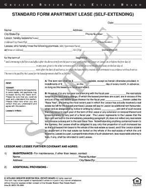 Greater Boston Standard Apartment Lease