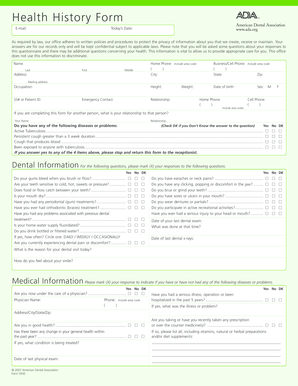 Health History Form