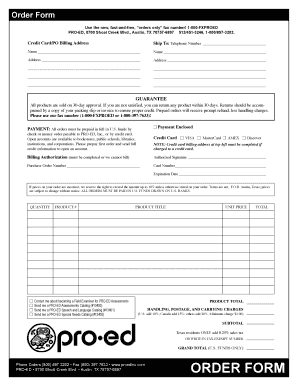 PRO-ED Order Form