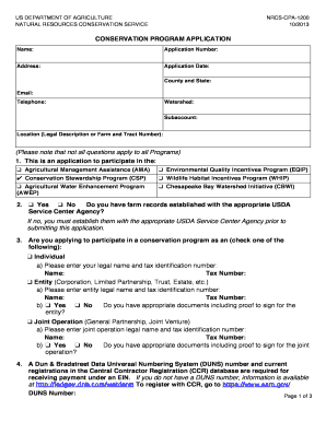 USDA Conservation Program Application