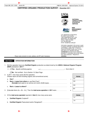 Certified Organic Production Survey
