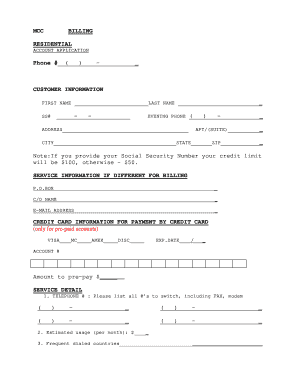 Residential Account Application