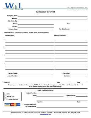 Application for Credit