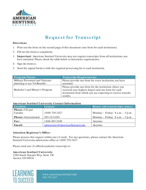 Request for Transcript Form