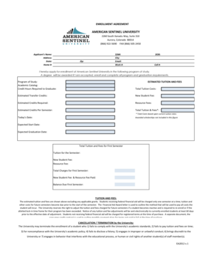 American Sentinel University Enrollment Agreement