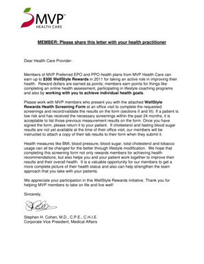 WellStyle Rewards Health Screening Form