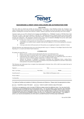 Background and Credit Check Disclosure and Authorization Form