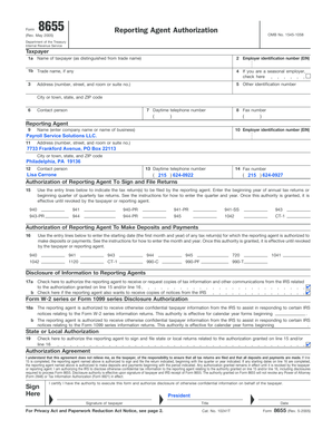 IRS Form 8655 Reporting Agent Authorization
