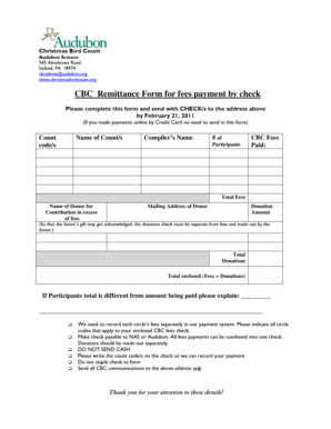 CBC Remittance Form for Fees Payment