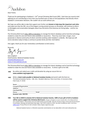 Christmas Bird Count Donation Form