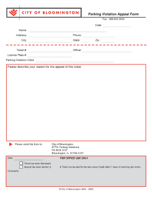 Parking Violation Appeal Form