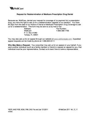 Request for Redetermination of Medicare Prescription Drug Denial