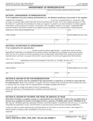 Appointment of Representative Form CMS-1696