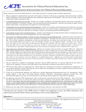 Clinical Pastoral Education Application