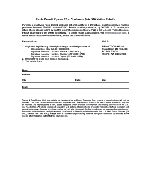 Paula Deen Cookware Rebate Form