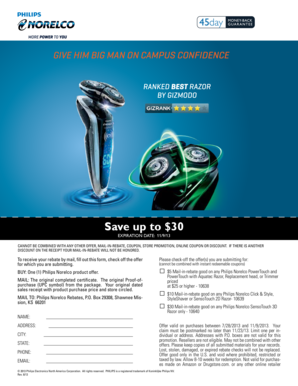 Philips Norelco Mail-in Rebate Form