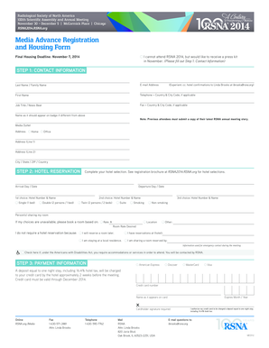 RSNA Media Advance Registration and Housing Form