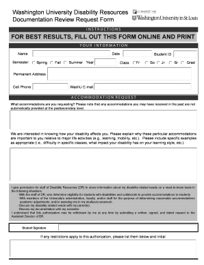 Disability Resources Documentation Review Request Form
