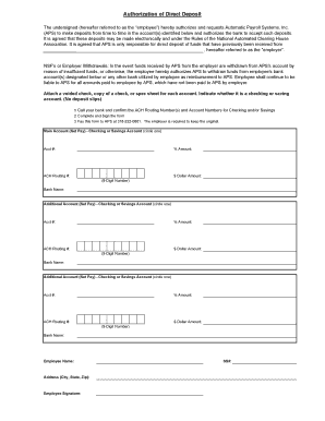 Direct Deposit Authorization Form