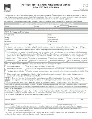 Florida Value Adjustment Board Petition Form DR-486